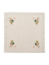 Serviettes de table à motif floral Argo, 4 pièces, 75 % coton, 25 % lin, Beige, motif floral, larg. 40 x long. 40 cm