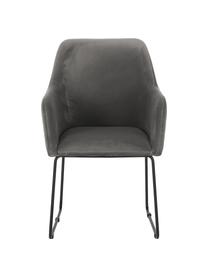 Chaise à accoudoirs en velours Isla, Velours gris pierre, noir, larg. 58 x prof. 62 cm