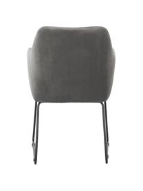 Chaise à accoudoirs en velours Isla, Velours gris pierre, noir, larg. 58 x prof. 62 cm