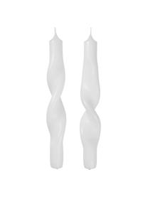 Velas cónicas Twist, 2 uds., Parafina, Blanco, Ø 2 x Al 23 cm