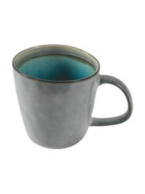 Kaffeetassen Bahamas mit farbiger Innenseite, 6er Set, Steingut, Grau, Mehrfarbig, Ø 10 x H 10 cm