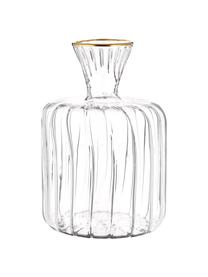 Vaso piccolo in vetro con bordo dorato Plinn, Vetro, Trasparente con bordo oro, Ø 7 x Alt. 10 cm