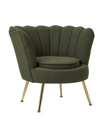 Fauteuil cocktail tissu bouclé vert Oyster, Tissu bouclé vert, larg. 81 x haut. 75 cm