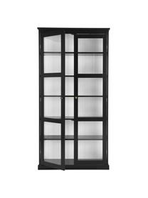 Glazen vitrinekast Wilma, Frame: MDF, Handvatten: gecoat metaal, Zwart, B 98 x H 193 cm