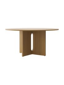Mesa de comedor redonda en roble Androgyne, tamaños diferentes, Tablero de fibras de densidad media (MDF) con chapado de roble, Madera clara, Ø 120 x Al 73 cm