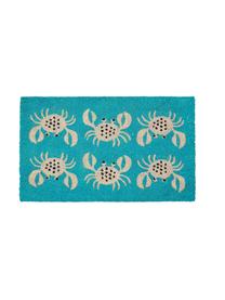 Paillasson fibre de coco Crabes, Turquoise, beige, noir, larg. 45 x long. 75 cm