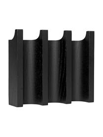 Wandkapstok Column van eikenhout, Gelakt eikenhout, Zwart, B 21 cm x H 18 cm