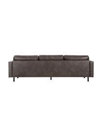 Divano 4 posti in pelle riciclata Hunter, Rivestimento: pelle riciclata (70% pell, Struttura: legno di pino massiccio e, Piedini: metallo verniciato a polv, Pelle grigio marrone, Larg. 264 x Prof. 90 cm