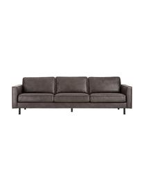 Divano 4 posti in pelle riciclata Hunter, Rivestimento: pelle riciclata (70% pell, Struttura: legno di pino massiccio e, Piedini: metallo verniciato a polv, Pelle grigio marrone, Larg. 264 x Prof. 90 cm
