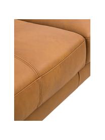 Sofa skórzana z drewnianymi nogami Canyon (3-osobowa), Tapicerka: skóra częściowo anilinowa, Nogi: drewno bukowe, metal, Koniakowy, S 225 x G 100 cm