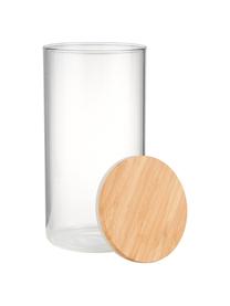 Aufbewahrungsdose Woodlock mit Deckel aus Buchenholz, Dose: Glas, Deckel: Buchenholz, Transparent, Helles Holz, Ø 11 x H 28 cm, 2.3 L