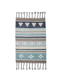Teppich Nagou, Baumwolle, Blautöne, Grau, Beige, B 60 x L 90 cm