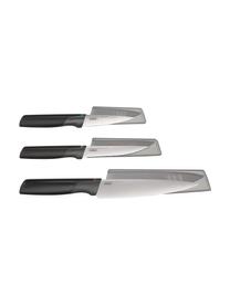 Set de cuchillos Elevate, 3 uds., Acero inoxidable, Negro, plateado, Set de diferentes tamaños