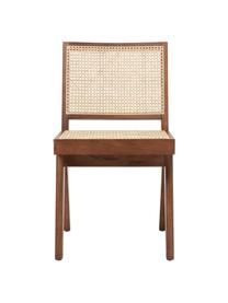 Silla de madera con tejido vienés Sissi, Estructura: madera de roble maciza, Ratán, madera de roble oscura, An 46 x F 56 cm