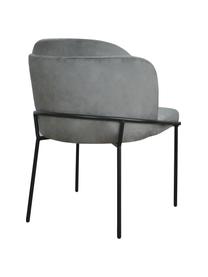 Krzesło tapicerowane z aksamitu Polly, Tapicerka: aksamit (100% poliester), Nogi: metal, Szary aksamit, Nogi: czarny, S 57 x G 55 cm