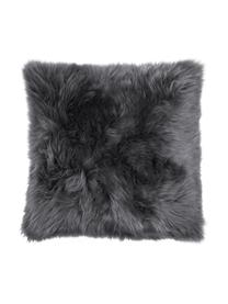 Schaffell-Kissenhülle Oslo, glatt, Vorderseite: 100% Schaffell, Rückseite: Leinen, Dunkelgrau, B 40 x L 40 cm