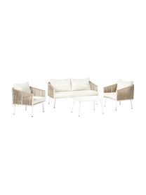 Garten-Lounge-Set Malo, 4-tlg., Bezug: 100 % Polyester Der hochw, Gestell: Aluminium, pulverbeschich, Tischplatte: Glas, Off White, Hellbeige, Set mit verschiedenen Größen