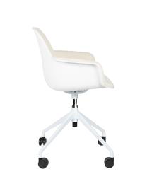 Chaise de bureau en tissu bouclé Albert, hauteur ajustable, Tissu bouclé blanc, larg. 59 x prof. 52 cm