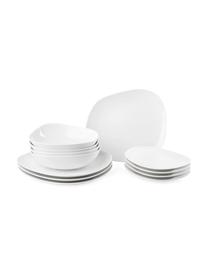 Service de table en porcelaine blanche Organic, 4 personnes (12 élém.), Porcelaine, Blanc, Lot de différentes tailles