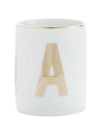 Porzellan-Becher Yours mit Buchstaben (Varianten von A bis Z) in Gold, Porzellan, Weiß, Goldfarben, Becher P, 300 ml