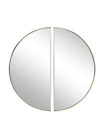 Set de espejo de pared Selena, 2 uds., Espejo: cristal, Parte trasera: tablero de fibras de dens, Dorado, Ø 72 cm