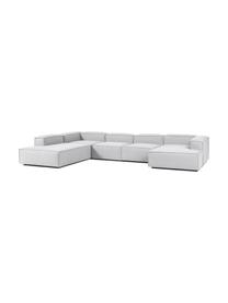Canapé lounge modulable Lennon, Tissu gris clair, larg. 418 x prof. 68 cm, méridienne à gauche