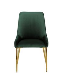 Fluwelen stoel Ava in donkergroen, Bekleding: fluweel (100% polyester), Poten: gegalvaniseerd metaal, Fluweel donkergroen, B 53 x D 60 cm
