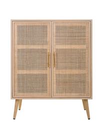 Chiffonnier de madera Cayetana, Estructura: tablero de fibras de dens, Patas: madera de bambú pintada, Madera clara, An 80 x Al 101 cm