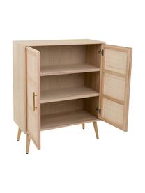 Chiffonnier de madera Cayetana, Estructura: tablero de fibras de dens, Patas: madera de bambú pintada, Madera clara, An 80 x Al 101 cm