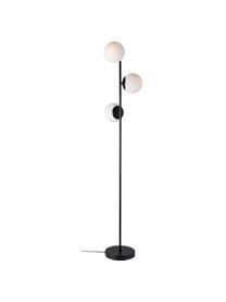 Lámpara de pie de vidrio opalino Lilly, Cable: plástico, Negro, blanco, Ø 30 x Al 150 cm