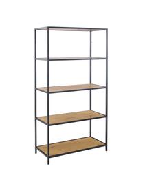 Regał z drewna i metalu Seaford, Stelaż: metal lakierowany proszko, Drewno dzikiego dębu, czarny, S 77 x W 150 cm
