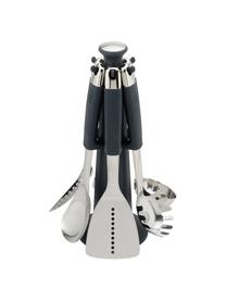 Ustensiles de cuisine avec support Elevate, 7 élém., Acier inoxydable, silicone, Acier inoxydable, noir, Lot de différentes tailles
