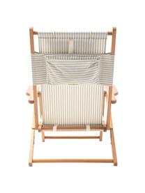 Tumbona plegable Tommy, Asiento: 50% poliéster, 50% algodó, Estructura: madera de teca, Madera de teca, verde salvia, blanco, An 66 x Al 87 cm
