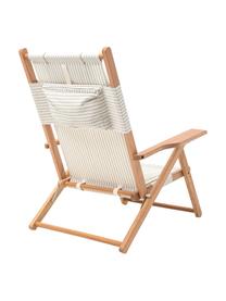 Tumbona plegable Tommy, Asiento: 50% poliéster, 50% algodó, Estructura: madera de teca, Madera de teca, verde salvia, blanco, An 66 x Al 87 cm