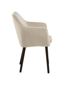 Silla con reposabrazos de terciopelo Nora, Tapizado: terciopelo de poliéster A, Patas: metal recubierto, Terciopelo beige, madera de roble negro pintado, An 58 x F 58 cm