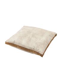 Cojín de terciopelo con ribete Tia, con relleno, Funda: 100% poliéster (terciopel, Terciopelo beige, An 40 x L 40 cm