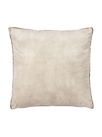 Cojín de terciopelo con ribete Tia, con relleno, Funda: 100% poliéster (terciopel, Terciopelo beige, An 40 x L 40 cm