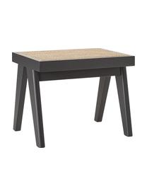Hocker Sissi mit Wiener Geflecht, Gestell: Massives Eichenholz, Sitzfläche: Rattan, Rattan, Schwarz, B 52 x  H 42 cm