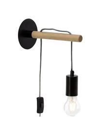 Wandleuchte Jarbo mit Stecker, Gestell: Holz, Schwarz, Helles Holz, T 23 x H 26 cm