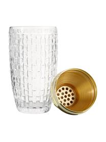 Cocktailshaker Jolin in transparant/goudkleurig, Shaker: glas, Sluiting: edelstaal, Transparant, goudkleurig, Ø 9 x H 22 cm