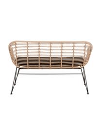 Polyrattan-Sitzbank Costa, Sitzfläche: Polyethylen-Geflecht, Gestell: Metall, pulverbeschichtet, Hellbraun, Schwarz, B 126 x H 81 cm