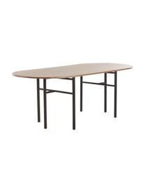 Ovaler Esstisch Vejby aus Eichenholz, Tischplatte: Eichenholz, Beine: Metall, lackiert, Eichenholz, B 210 x H 75 cm