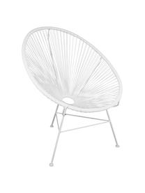 Loungesessel Bahia aus Kunststoff-Geflecht in Weiß, Sitzfläche: Kunststoff, Gestell: Metall, pulverbeschichtet, Weiß, B 81 x T 73 cm