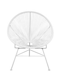 Fauteuil acapulco en plastique tressé Bahia, Blanc, larg. 81 x prof. 73 cm