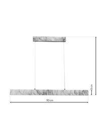 Lampada a sospensione grande a LED effetto marmo Pierce, Paralume: metallo lamina rivestita, Baldacchino: metallo sventato, Bianco marmorizzato, Larg. 90 x Alt. 10 cm
