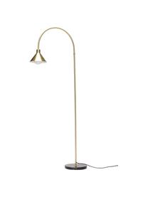 Bogenlampe Pipe, Lampenschirm: Metall, beschichtet, Lampenfuß: Marmor, Goldfarben, Schwarz, marmoriert, B 60 x H 168 cm