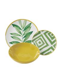 Set di piatti Botanique , 6 persone (18 pz.), Verde, bianco, giallo, Set in varie misure