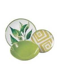 Set di piatti Botanique , 6 persone (18 pz.), Verde, bianco, giallo, Set in varie misure