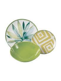 Set di piatti Botanique , 6 persone (18 pz.), Verde, bianco, giallo, Set in varie misure