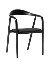 Houten fauteuil Angelina met zitkussen in zwart, Frame: essenhout, FSC-gecertific, Zwart gelakt essenhout, B 57 x H 80 cm